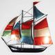 Contemporary Metal Wall Art Decor Sculpture - Colour Sailing Ship Yacht Boat