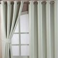 HOMESCAPES Cream Eyelet Ring Top Blackout Thermal Curtain Pair Width 167cm (66") x 137cm (54") Drop Herringbone Chevron Textured Retro Geometric Design. FREE SWATCHES.