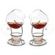 CKB LTD® SET OF 2 Brandy & Cognac Snifter Warmer Glasses Stand Gift Set with Tealight Candle & Chrome Holder - Premium Drinking Double Pack Set