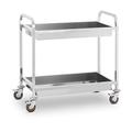 Royal Catering Serving Kitchen Tea Trolley RCGW 2 (2 Container Trays, 320 kg loading capacity, 101 x 55 x 96.5 cm, Low-vibration swivel casters, 4 Locking brakes, Stainless Steel)