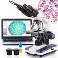 AmScope - 40X-2000X LED Digital Binocular Compound Microscope w/ 3D Stage + 1.3MP USB Camera - B120B-E1