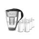 PearlCo Glass Water Universal Classic Filter (Anthracite) incl. 6 Universal Classic Filter Cartridges (Compatible with Brita® Classic)