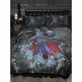 King Size Bed Magistus, Alchemy Gothic Duvet / Quilt Cover Bedding Set, Gothik Series Skeletons, Skulls, Graveyard, Grim Reaper, Purple, Black, Red