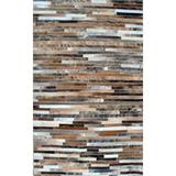 Brown/Gray 48 x 0.5 in Area Rug - Modern Rugs Patchwork Striped Tufted Leather Brown/Black/Gray/Ivory Area Rug Leather | 48 W x 0.5 D in | Wayfair