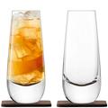 LSA Whisky Islay Mixer Glass 325ml Clear & Walnut Coaster | Set of 2 | Handmade Glass and Wood | WH06