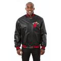 Men's JH Design Black Miami Heat Domestic Team Color Leather Jacket