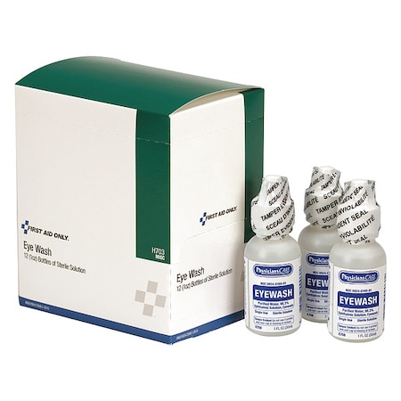 FIRST AID ONLY H703 Eyewash Bottle Kit, Tamper-Resistant, 1 oz, Includes 12