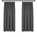 Deconovo Solid Pencil Pleat Curtains Thermal Insulated Tape Top Blackout Curtains for Bedroom 66 x 54 Dark Grey Two Panels