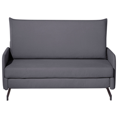 Sofa Grau Polsterbezug 2-Sitzer Schlaffunktion Klassisch Modern Wohnzimmer