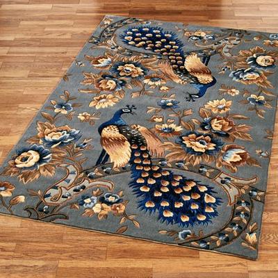 Majestic Peacock Rectangle Rug Slate Gray, 7'9" x 10'6", Slate Gray