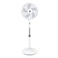 Knight 16" Heavy Duty 5 Blade Pedestal Stand Fan, 140cm Adjustable Height, 3 Speed Setting, Heavy Round Base, Oscillating, Tilting head (White)