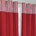 HOMESCAPES 100% Cotton Unlined Eyelet Curtain Pair - Polka Dots (Curtain Pair 54x90, Red)