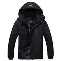 Wantdo Men's Mountain Ski Jacket Warm Winter Fleece Coat Waterproof Raincoat Outdoor Hooded Windbreaker Jackets Black S