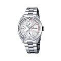 Festina Men's Quartz Watch with White Dial Analogue Display and Silver Stainless Steel Bracelet F16828/1