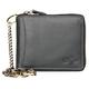 Men's RFID Grey Metal Zip-around Genuine Leather Wallet with Scorpion with Chain to Hang