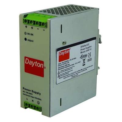 DAYTON 33NT10 DC Power Supply, 90/264V AC, 24V DC, 60W, 2.5A, DIN Rail