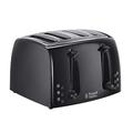 Russell Hobbs Textures 4 Slice Toaster (Extra Wide Slots, 6 Browning levels, Frozen, cancel & reheat function with indicator lights, Removable crumb tray, 850W, Black matt & high gloss finish) 21651