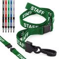 CKB LTD Staff LANYARDS Breakaway Safety Lanyard Pre-printed Text Neck Strap Swivel Plastic Clip for ID Card Holder - Pull Quick Release Design (Pack of 50, Green)