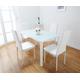 White Glass Dining Table Set with 4 Faux Leather Chairs (White)…