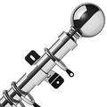 Swish Elements Belgravia 28mm Bay Window Complete Metal Curtain Pole Set, Chrome, 400cm