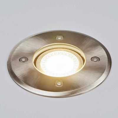 Lindby Bodeneinbauleuchte Insa, Ø11cm, Edelstahl, GU10, IP67 Insa Lindby, dimmbar, alu / grau / zink, Edelstahl, Modern, Bodeneinbaustrahler Image