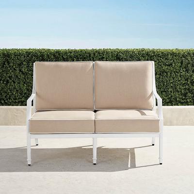 Grayson Loveseat with Cushions in White Aluminum - Standard, Rain Brick - Frontgate