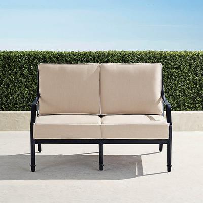 Grayson Loveseat with Cushions in Black Aluminum - Standard, Rain Sand - Frontgate