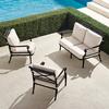 Carlisle 3-pc. Loveseat Set in Onyx Finish - Linen Flax with Logic Bone Piping, Lounge Chairs in Linen Flax with Logic Bone Piping - Frontgate