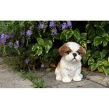 Hi-Line Gift Ltd. Sitting Shih Tzu Puppy Statue in White/Brown | 7 H x 5 W x 7 D in | Wayfair 87771-A