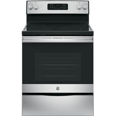 GE 5.3 Cu. Ft. Self-Cleaning Freestanding Electric Range - Stainless steel/black - JB645RKSS