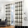 Fusion - Balmoral Check - 100 Pour cent Cotton Pair of Eyelet Curtains - 90 Width x 90 Drop (229 x 229 cm) in Slate