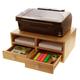 Woodquail Printer Stand, Monitor Stand, Desk Tidy Organiser with Drawers, Made of Natural Bamboo