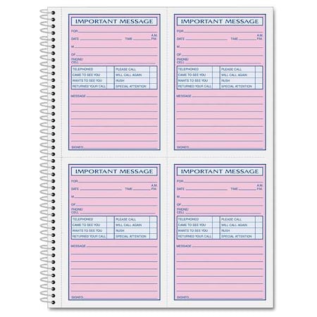 TOPS TOP4005 Telephone Message Book,3-7/8x5-1/2