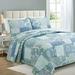 Cozy Line Home Fashion Windfall Reversible Quilt Set Cotton in Blue/Green | King Quilt + 2 King Shams | Wayfair BB-K-15003K