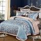 Zangge Bedding Luxury Satin Jacquard Embroidered Bedding Sets Include 1 Duvet Cover 1 Flat Sheet 4 Pillowcases KL-TKZC (6pcs Double Size)