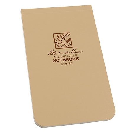 RITE IN THE RAIN 978T Pocket Book,50 Sheets,Tan Paper,20lb