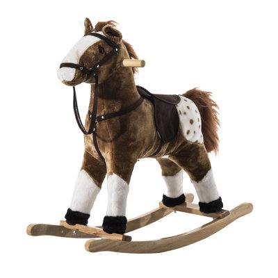 Qaba Plush Pony Rocking Horse in Brown, Size 28.0 H x 11.0 W in | Wayfair 54-0003