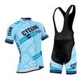 FDX Mens Pro Cycling Jersey Half Sleeve Bike Team Racing Top + 3D Gel Padded Bib shorts set (Sky Blue, X-Large)