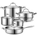 Cooks Standard 10-Piece Multi-Ply Clad Stainless Steel Cookware Set Stainless Steel in Gray | Wayfair 2459