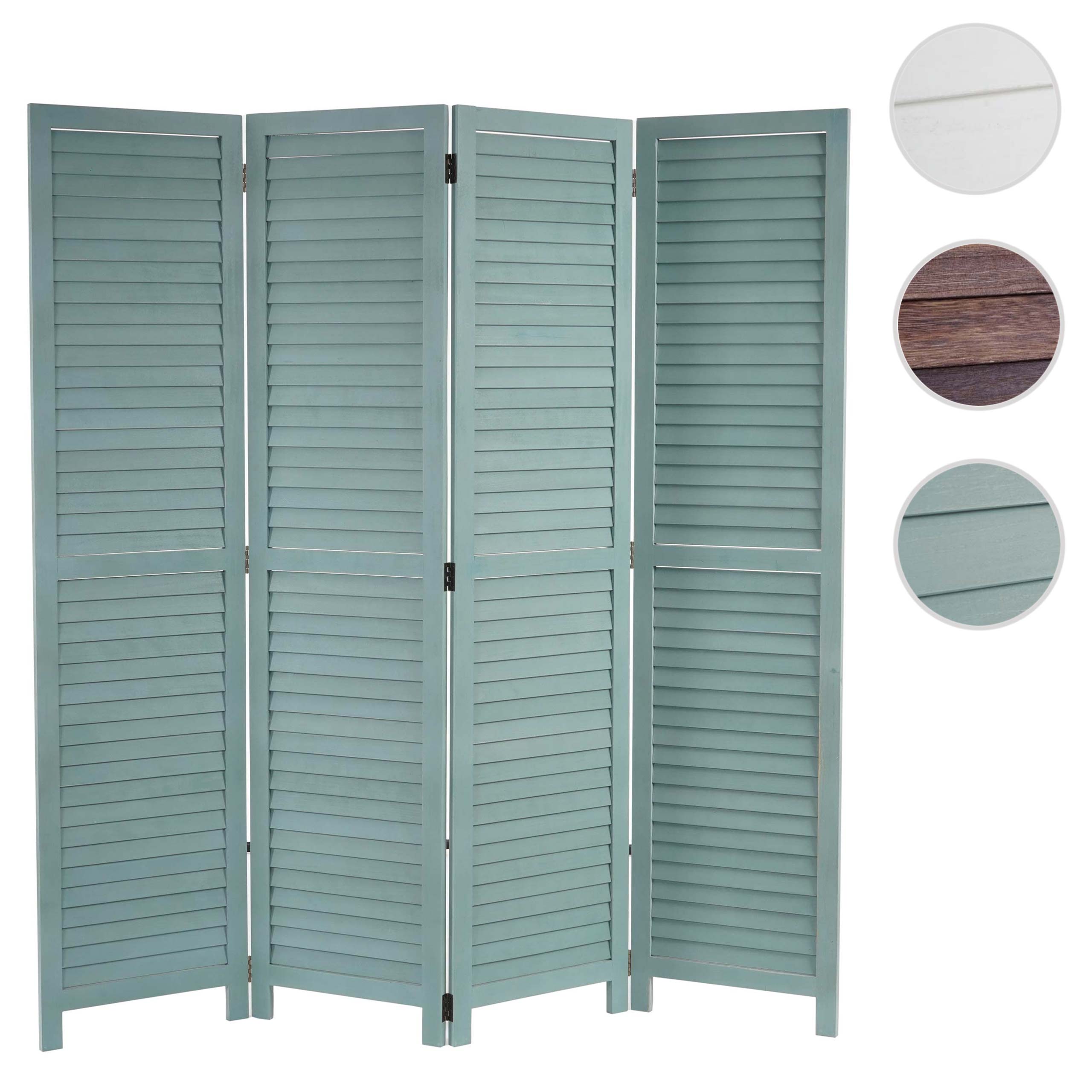 Paravent HWC-C30, Raumteiler Trennwand Sichtschutz, Shabby-Look Vintage, 170x160cm ~ grün Image