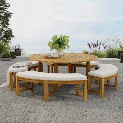 6 foot Dia Buckingham Teak Picnic Table Set