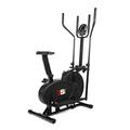 Pro XS Sports 2-in1 Elliptical Cross Trainer Exercise Bike-Fitness Cardio Weightloss Workout Machine-With Seat + Pulse Heart Rate Sensors (Black Frame)