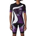 FDX Ladies Cycling Jersey Half Sleeve Bike Team Racing Top + Bib shorts set (Purple, Large)