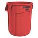 RUBBERMAID COMMERCIAL FG261000RED 10 gal Round Trash Can, Red, 15 5/8 in Dia,