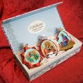 G Debrekht Holiday Splendor 3 Piece Nativity Keepsake Glass Holiday Shaped Ornament Set Glass in Blue/Green/Red | 9 H x 4 W x 2 D in | Wayfair