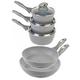 Salter COMBO-6440 Marblestone 5-Piece Cookware Set – Non-Stick Cooking Pots with Lids, 16/18/20cm Saucepans, 20/24cm Frying Pans, Induction Suitable, Forged Aluminium Pan Set, Grey