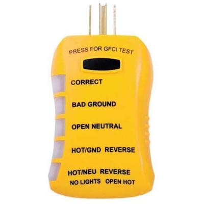 SPERRY INSTRUMENTS HGT6520 Receptacle Tester with GFCI,125VAC,LED