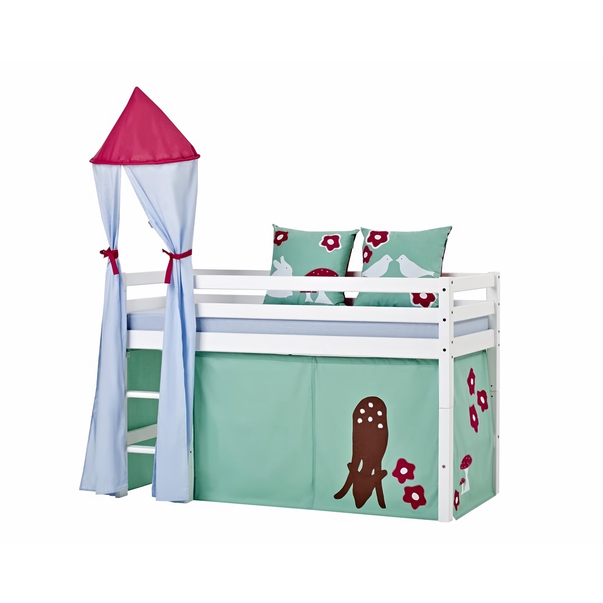 Hoppekids »ECO Dream« Hochbett mit Leiter Halbhohes Bett mit Leiter und Rutsche 105 cm