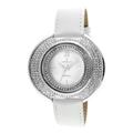 Peugeot Women's J6371SWT Crystal-Accented Watch with White Leather Band