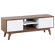 Fernsehtisch Dunkler Holzfarbton Weiß MDF Platte Holzfurnierte MDF Platte 53 x 142 x 40 cm Modern Glamourös 2 Fächer 2 Schränke Wohnzimmer